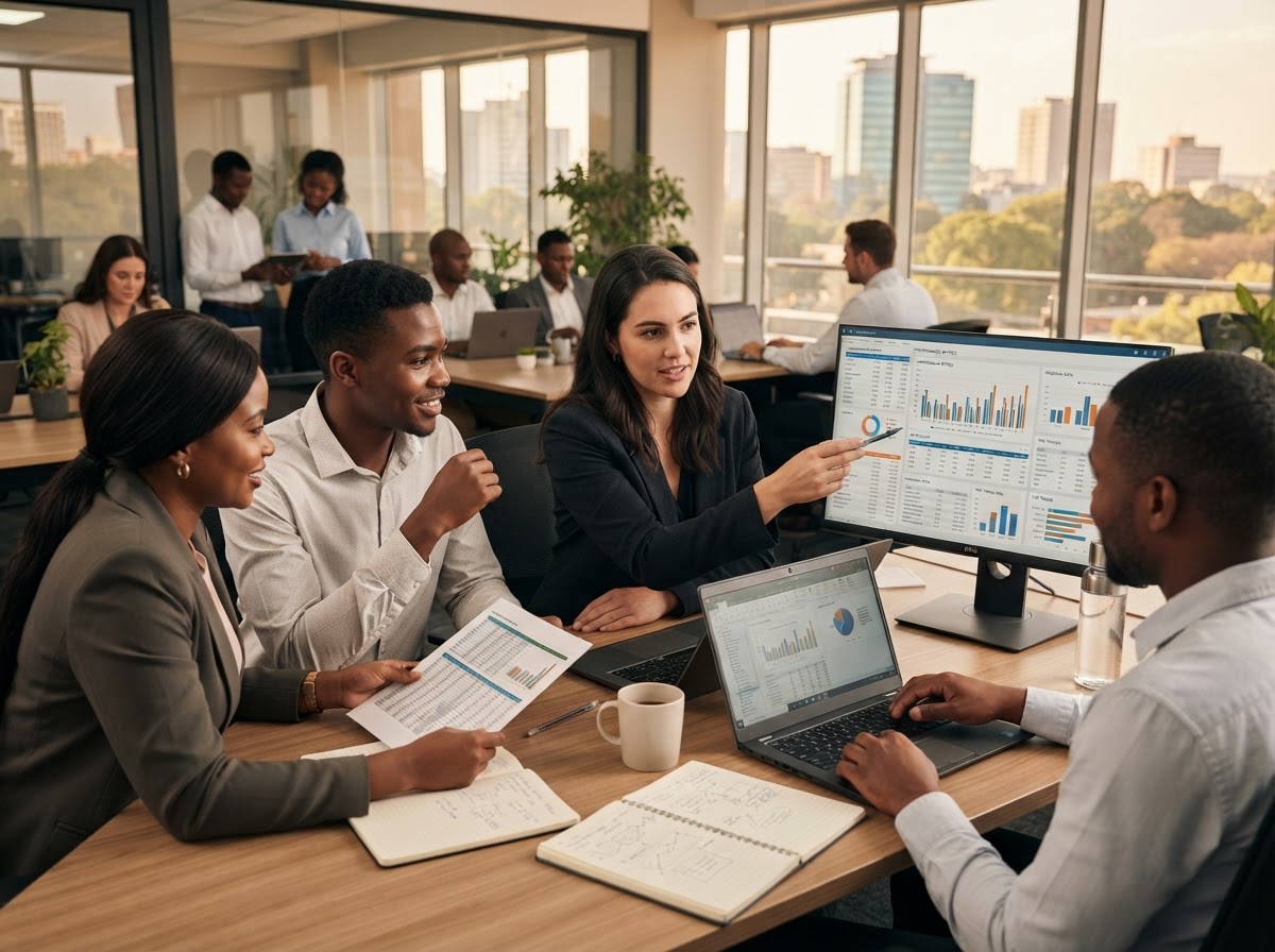 Glaciar Capitaleza analyst reviewing predictive market models on a workstation